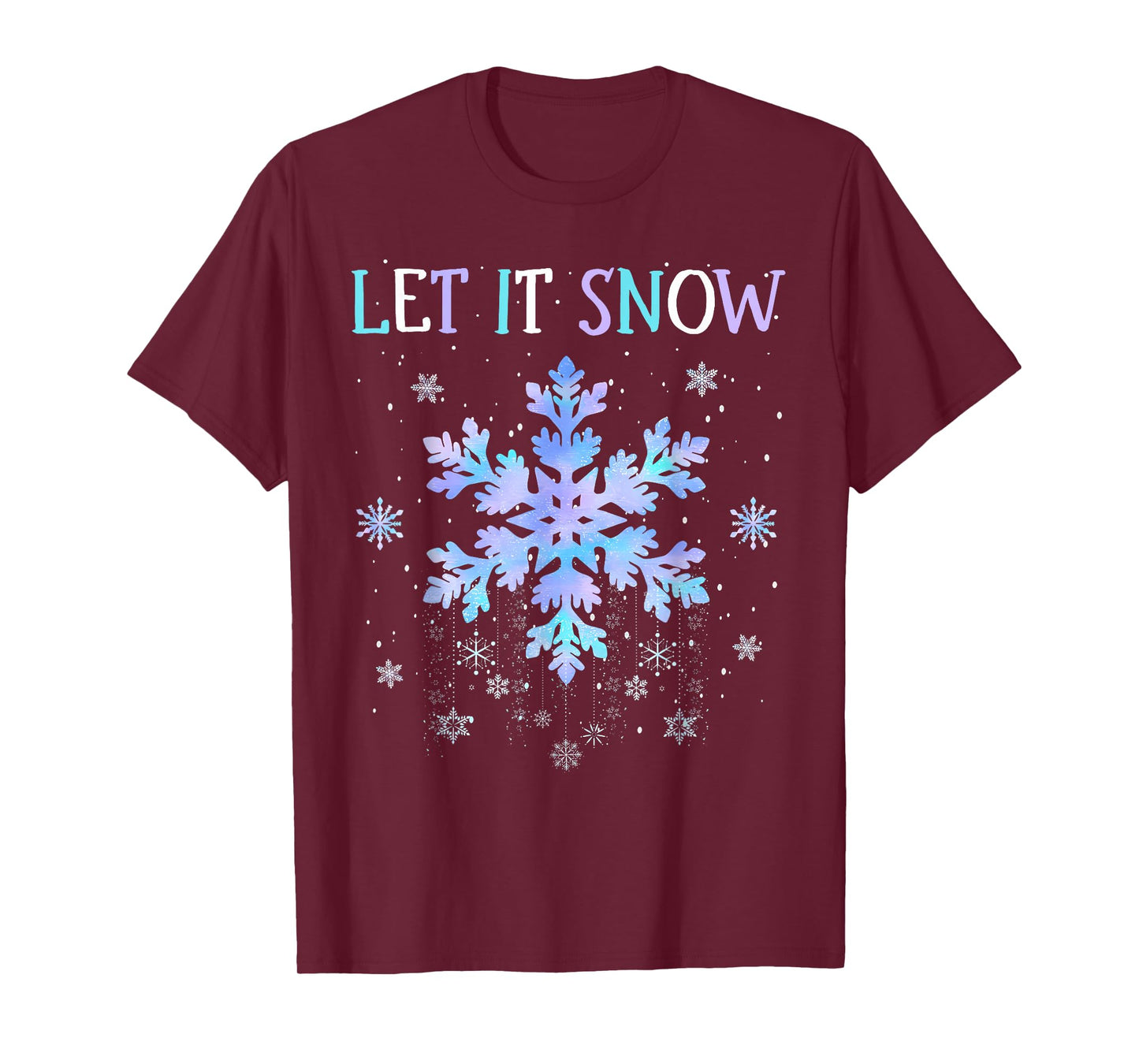 Let It Snow Tie Dye Snowflake Snow Day Supporter Christmas T-Shirt
