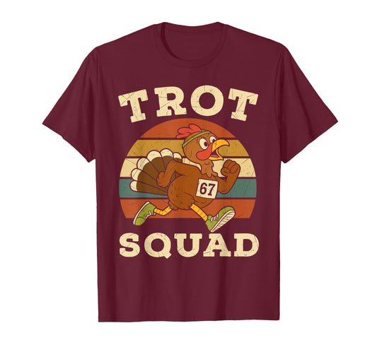 Retro Trot Squad Six Seven Meme 67 Run Thanksgiving Turkey T-Shirt
