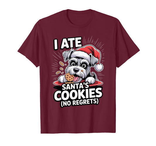 I Ate Santas Cookies Puppy Funny Christmas Mini Schnauzer T-Shirt