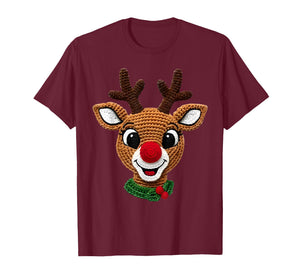 Cute Reindeer Rudolph Crochet Xmas Pajamas Holiday Christmas T-Shirt