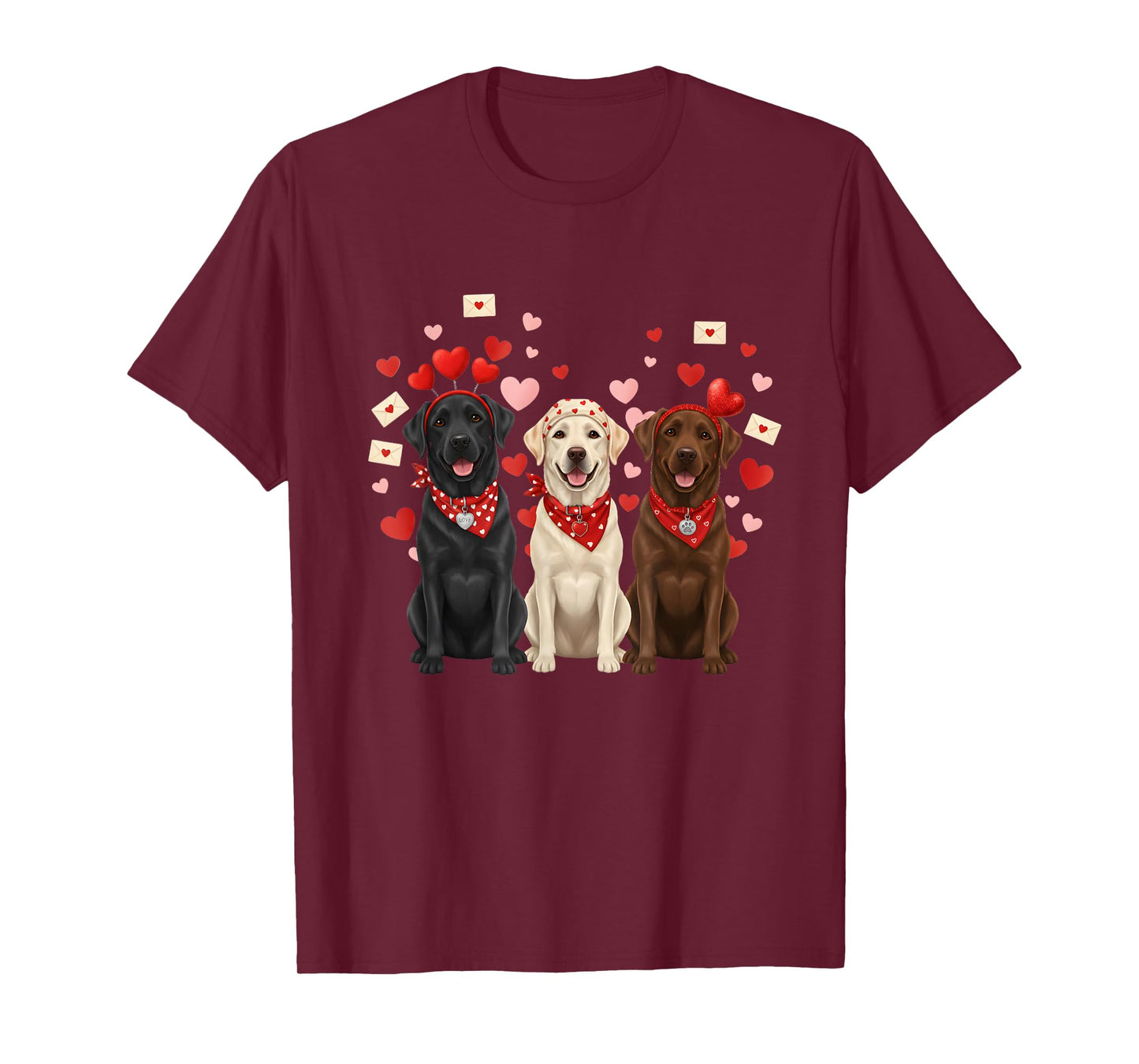 Three Labrador Retriever Valentines Dog Lover Heart T-Shirt