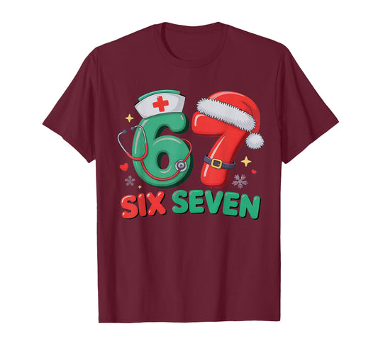 Trendy 67 Christmas Nurse Pediatric Physician Slang Six T-Shirt