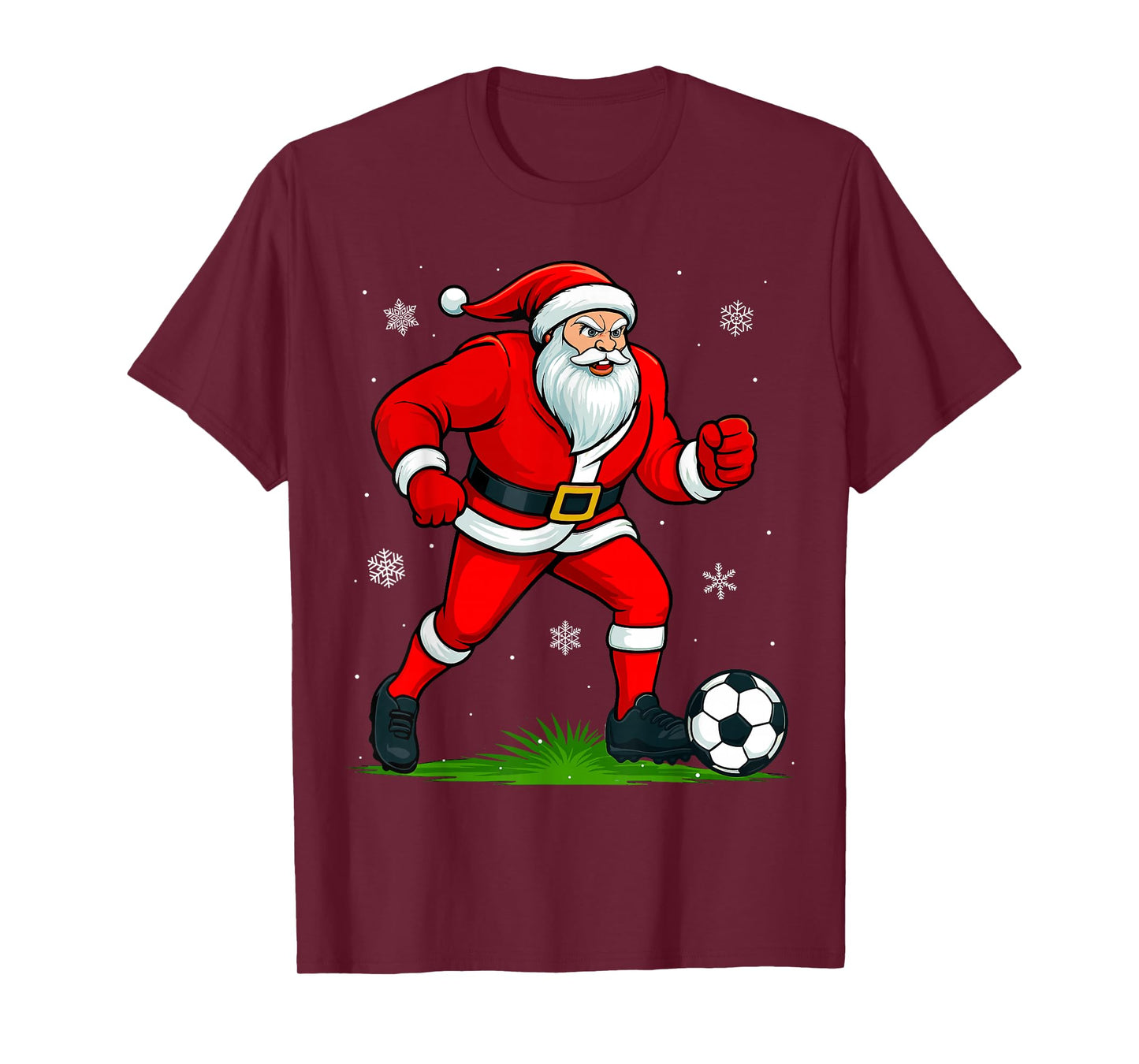 Santa Playing Soccer Xmas Funny Christmas Soccer Santa T-Shirt