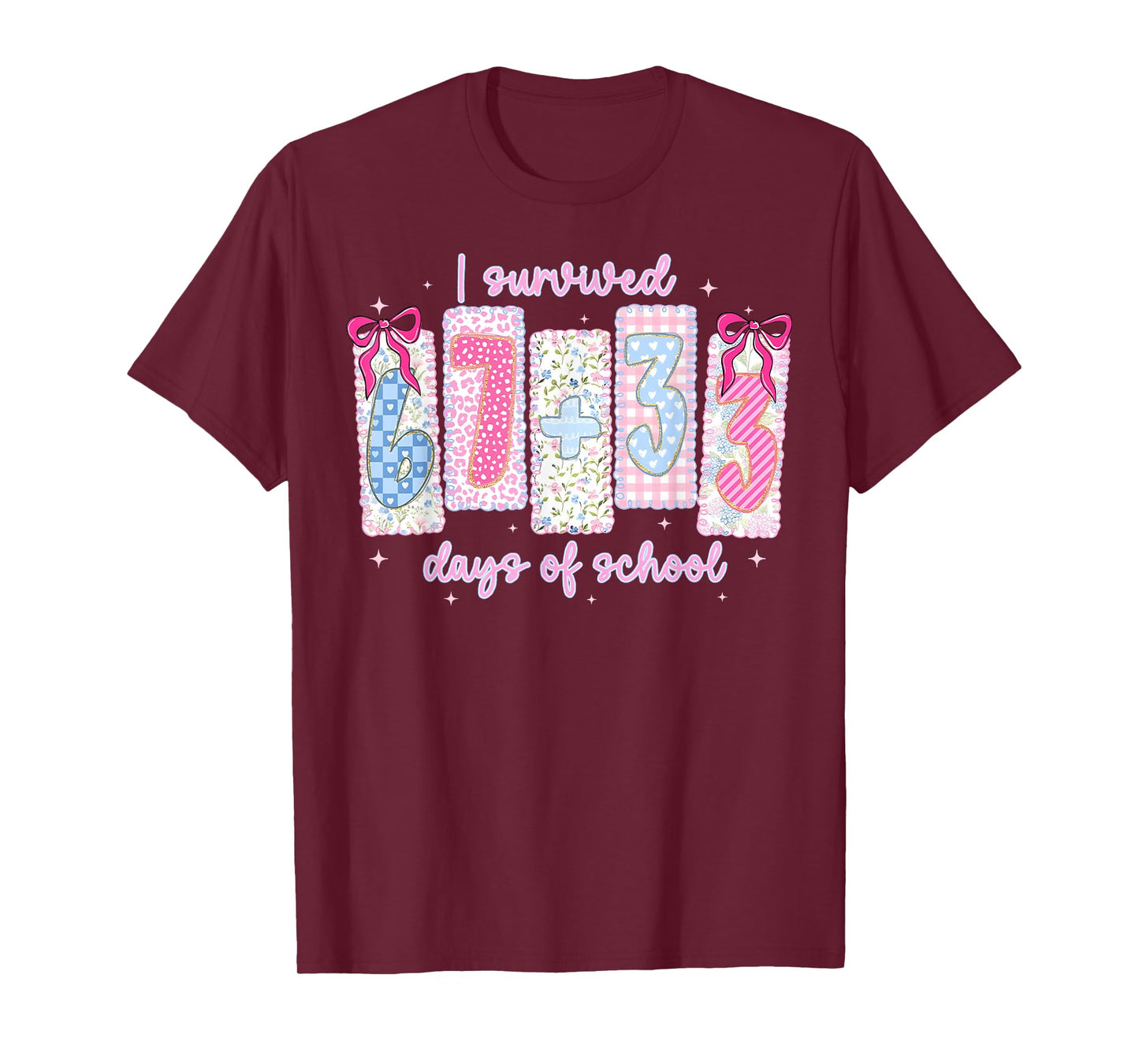 I Survived 67 + 33 Days of School Coquette Bow Girl Kid T-Shirt