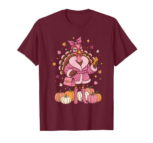 Thanksgiving Turkey Pink Retro Fall Fashion Queen T-Shirt