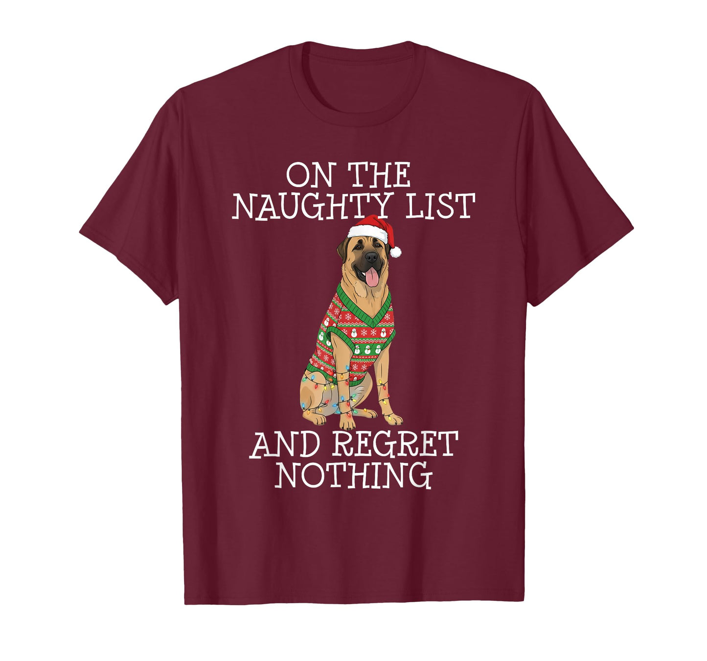 Funny Christmas Anatolian Shepherd Dog Naughty List T-Shirt