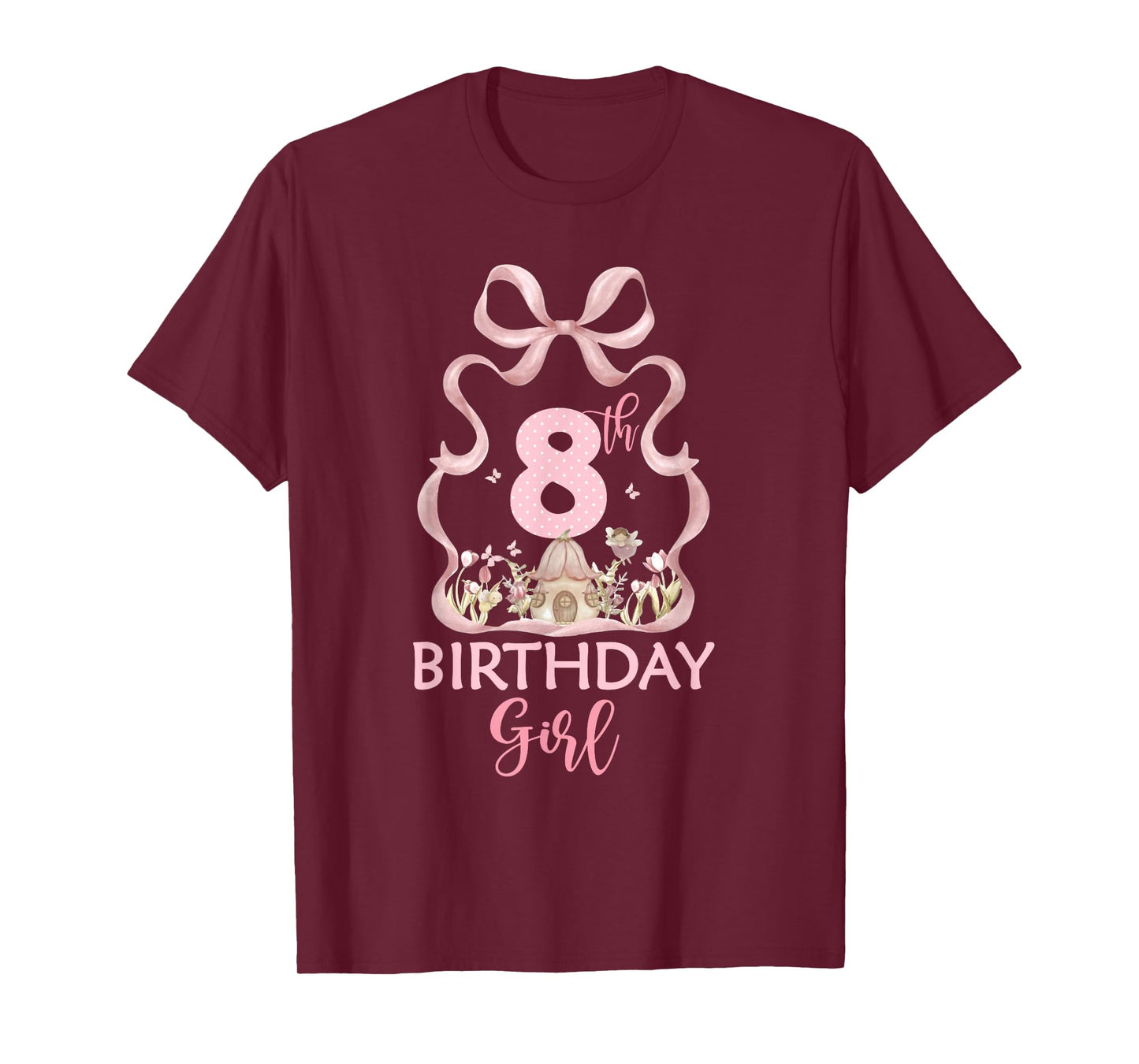It's My 8th Birthday Fairy Coquette Pink Bow Girl 8 Year Old T-Shirt