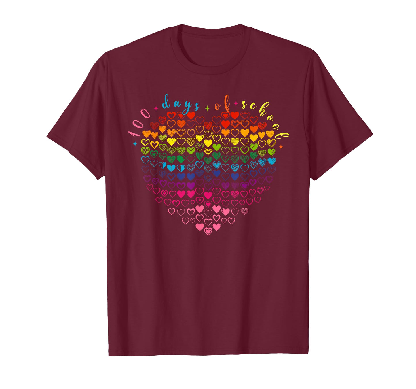 Heart Love 100th Day 100 Days of School Teacher Student T-Shirt