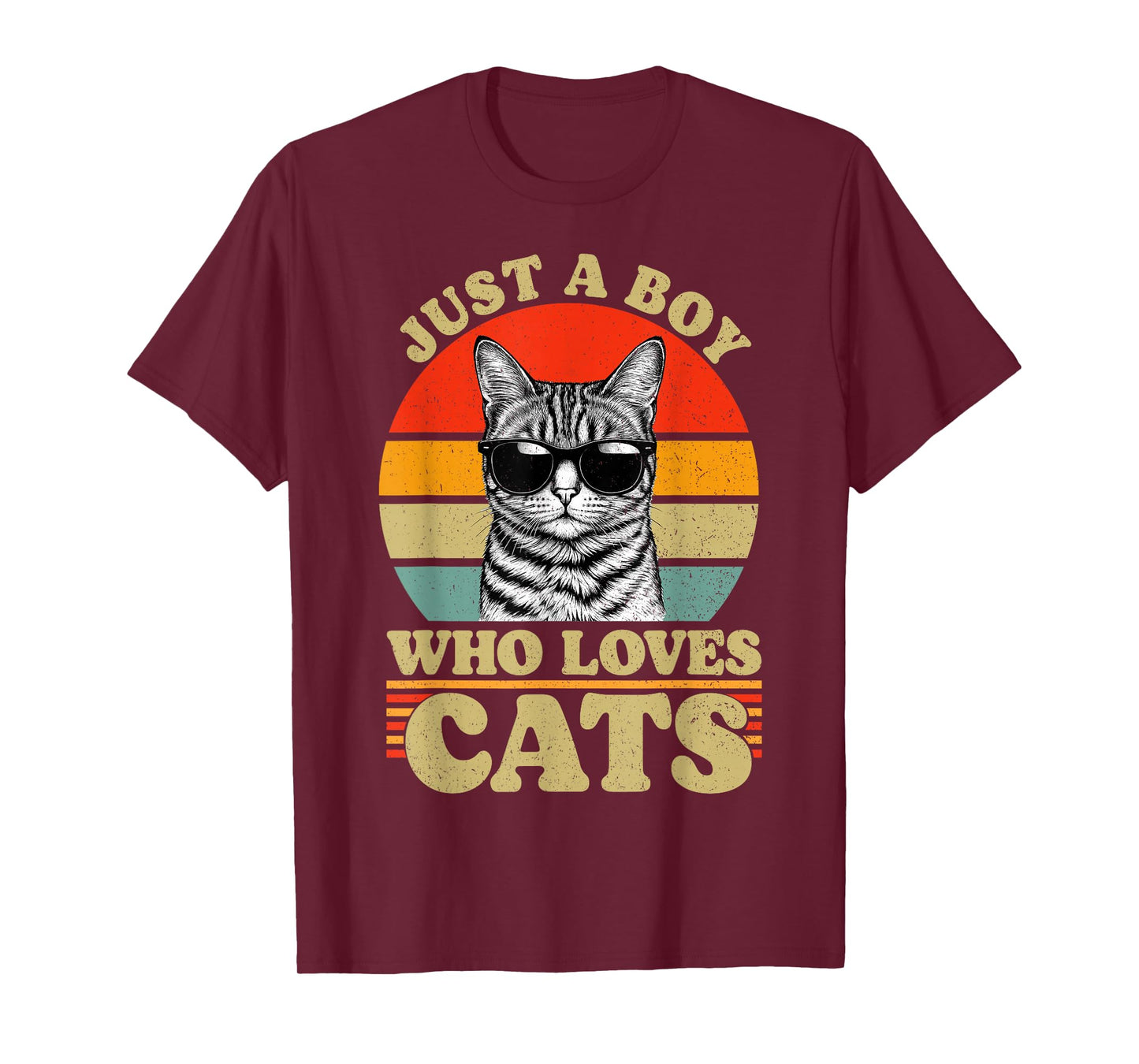 Just A Boy Who Loves Cats Vintage for Mens Kids Boys T-Shirt