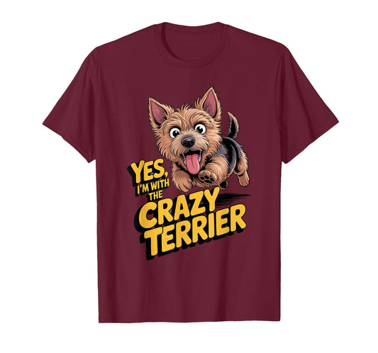 Cartoon Pet Dog Breed I'm with The Crazy Australian Terrier T-Shirt