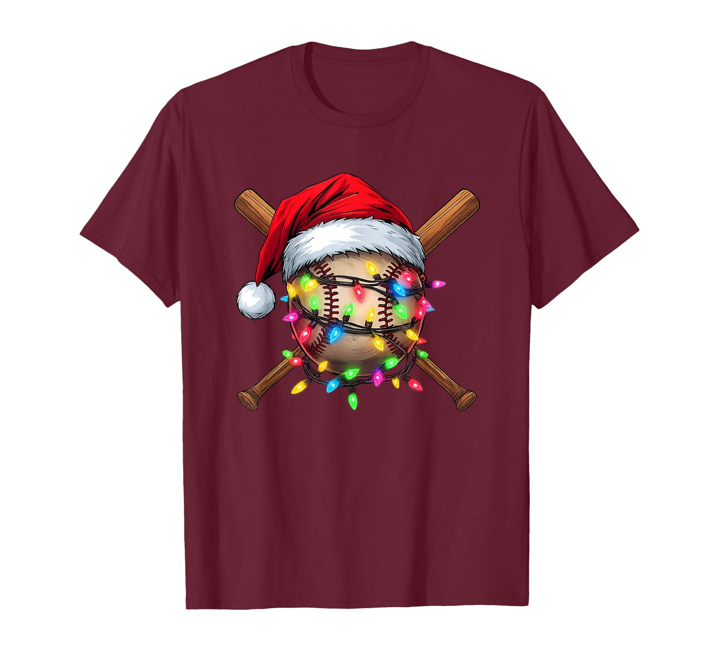 Christmas Baseball Pajama Santa for Men Boys Girls Kids Xmas T-Shirt