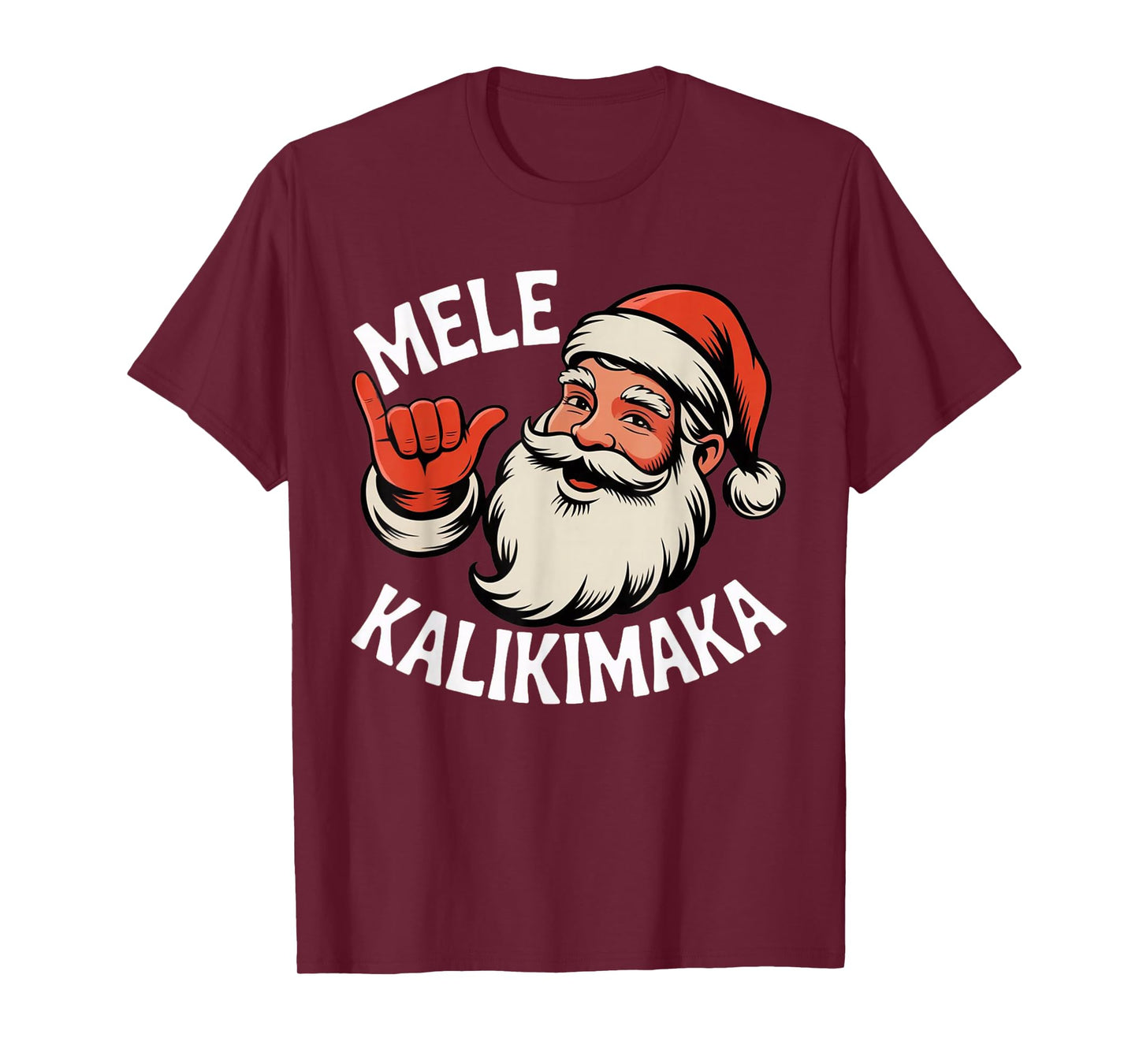 Mele Kalikimaka Hawaiian Christmas Santa Cartoon Design T-Shirt