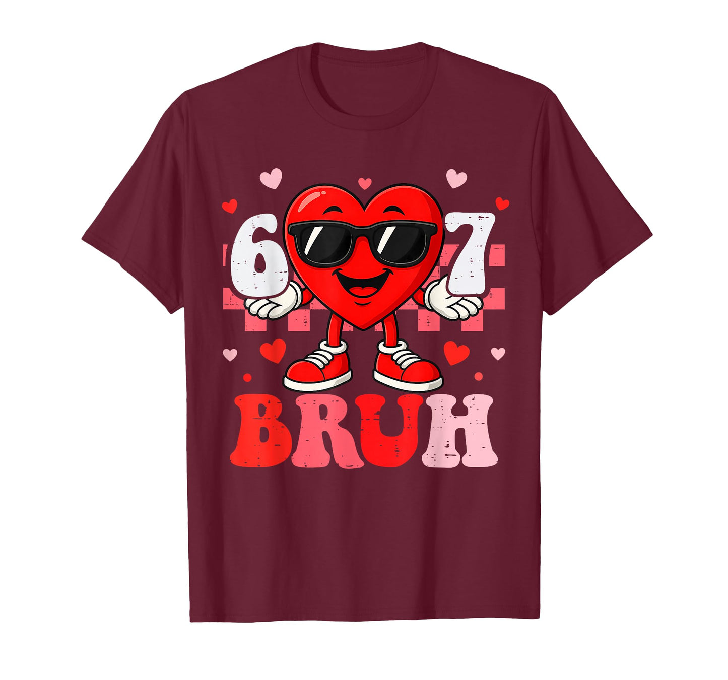 Six Seven 67 Bruh 6 7 Meme Funny Valentine Heart Boys Kids T-Shirt