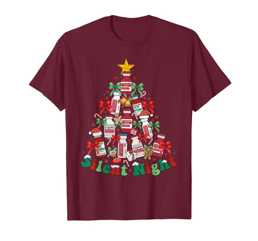 Silent Nights ICU Nurse Medical Christmas Holiday Nursing T-Shirt