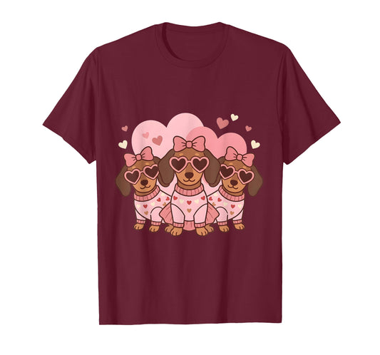 Cute Dachshund Valentines Heart Dog Lover Men Women Kid T-Shirt