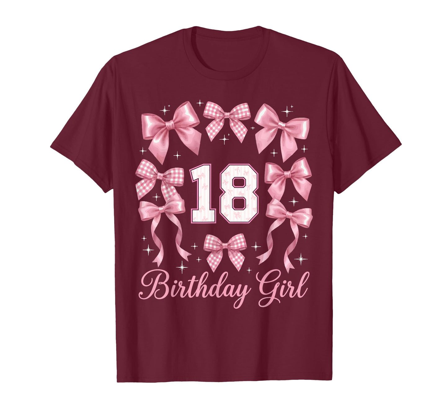 18th Birthday Shirt Girls Coquette Bow 18 Year Old Birthday T-Shirt