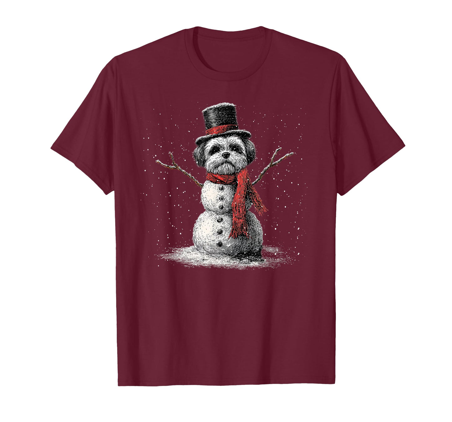 Funny Shih Tzu Dog Christmas Snowman Xmas Pajama T-Shirt
