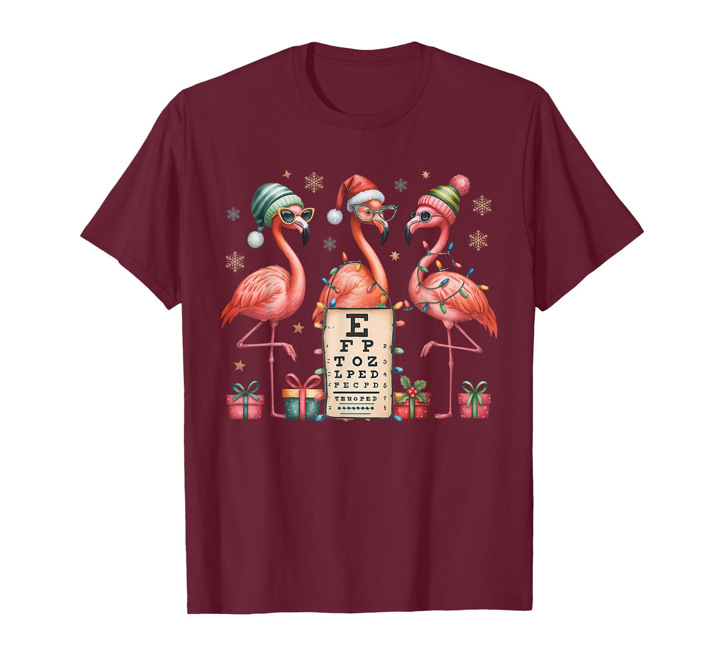 Flamingo Christmas Optometry Ophthalmologist Eye Dr Optician T-Shirt