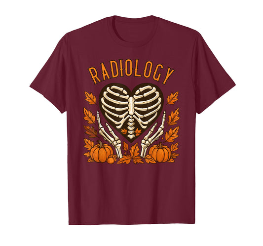 Radiology Skeleton Heart Pumpkin X-Ray Tech Thanksgiving T-Shirt
