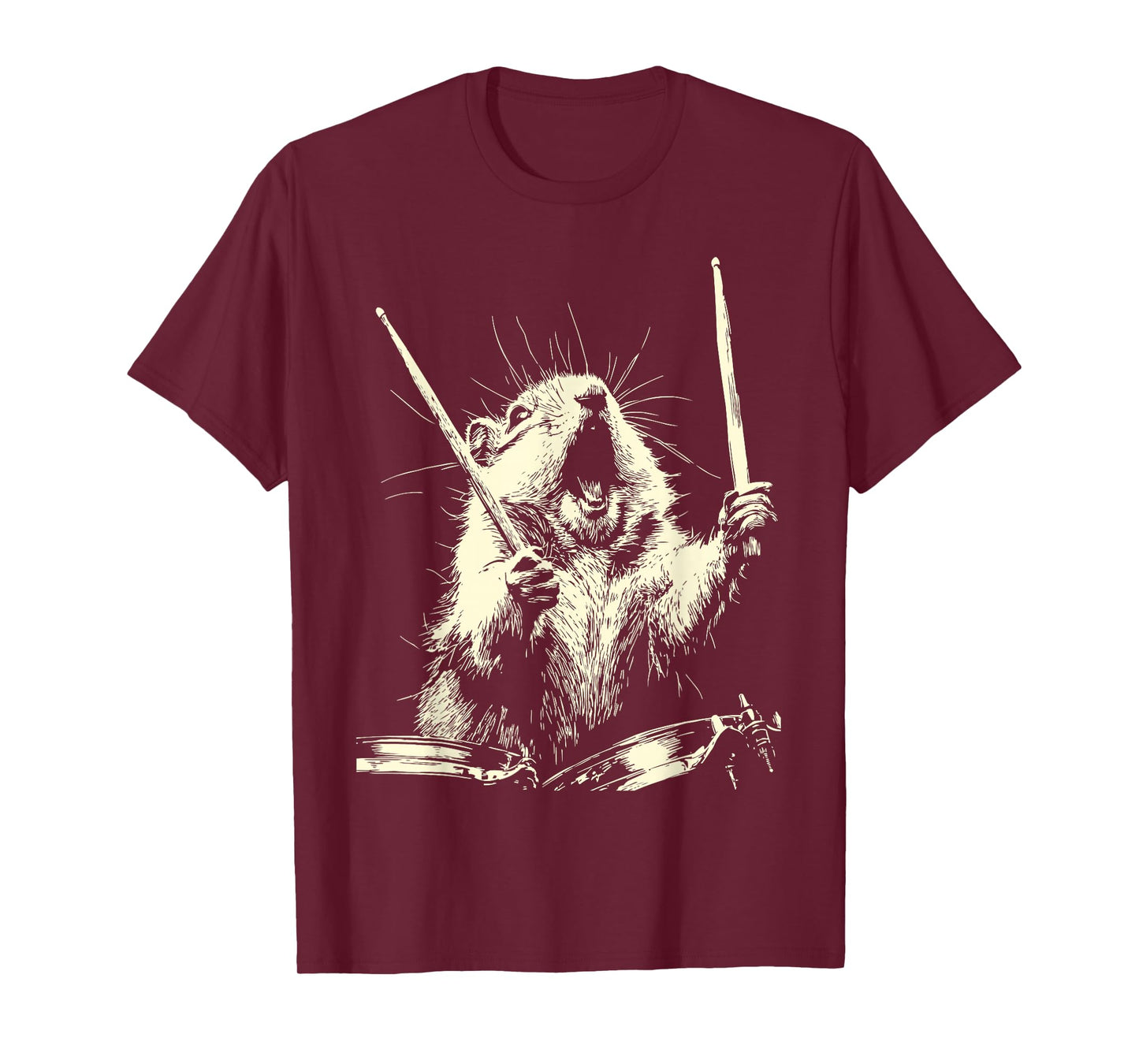 Chipmunk Playing Drums Funny Musician Animal Drummer Punk T-Shirt