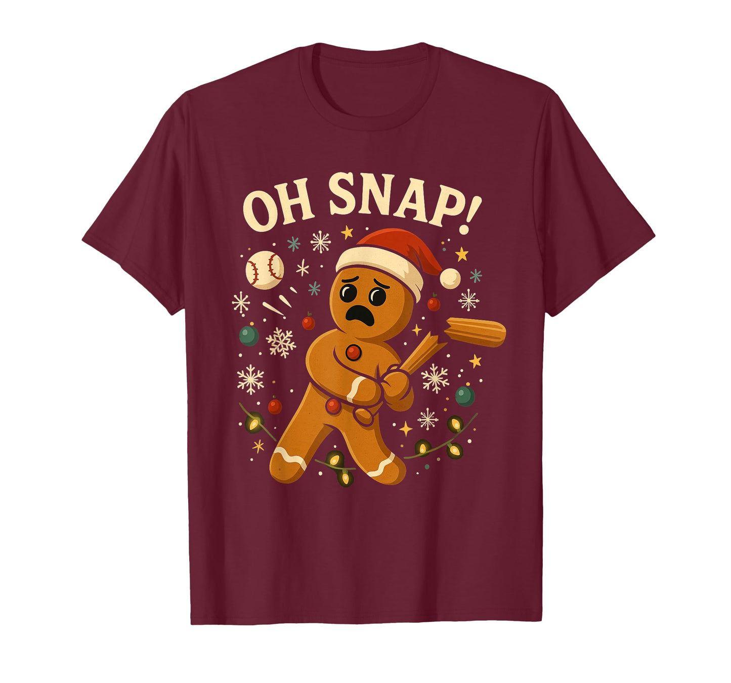Oh Snap Gingerbreadman Christmas Baseball T-Shirt