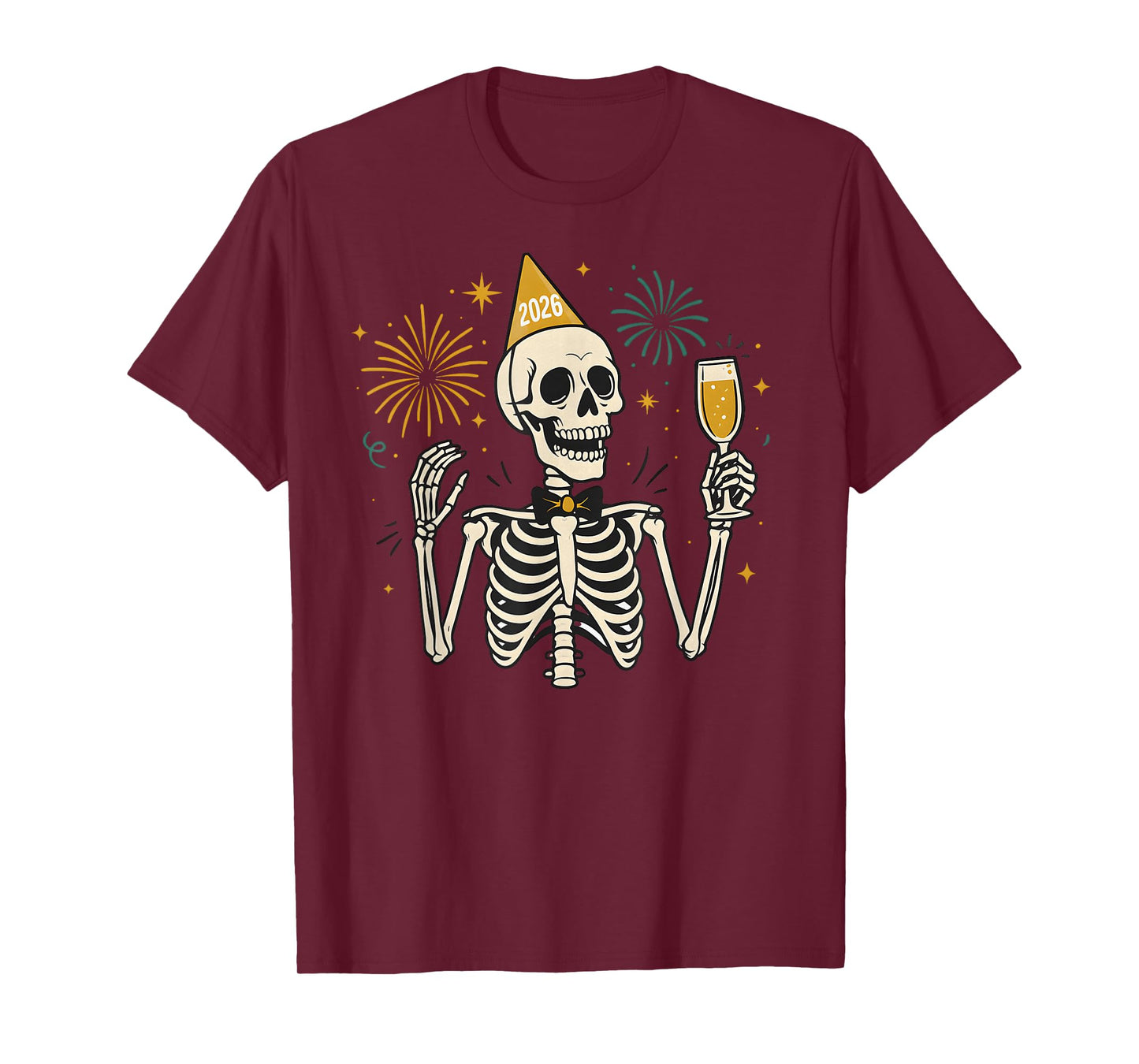 New Years 2026 Skeleton NYE Party Celebrations Funny Women's T-Shirt