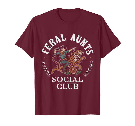 Feral Aunts Social Club Western Retro Cowgirl Riding Tiger T-Shirt