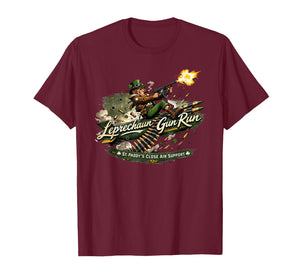 Leprechaun Gun Run Funny Irish Military Design T-Shirt