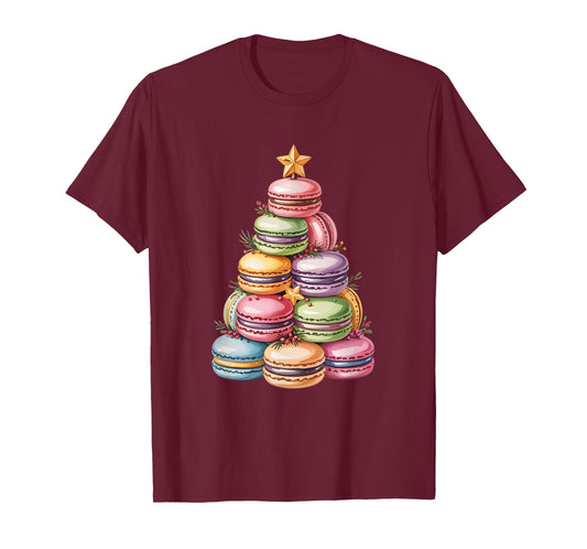 Cute Macaron Cookie Christmas Tree Holiday Baking Aesthetic T-Shirt