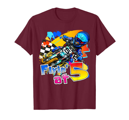 5 Year Old Dirt Bike Motocross Racing 5th Birthday T-Shirt
