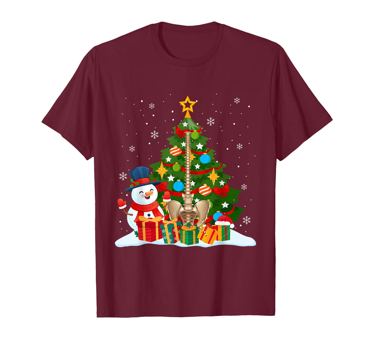 Chiropractic Spine Christmas Tree Snowman Anatomy Bone T-Shirt