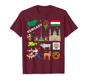 Hungary map and Flag. Hand Drawn Hungarian Landmarks T-Shirt