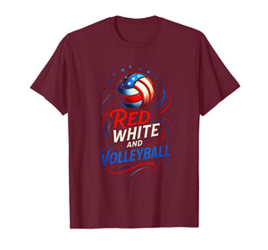 Red White and Volleyball - American 4th July Player T-Shirt