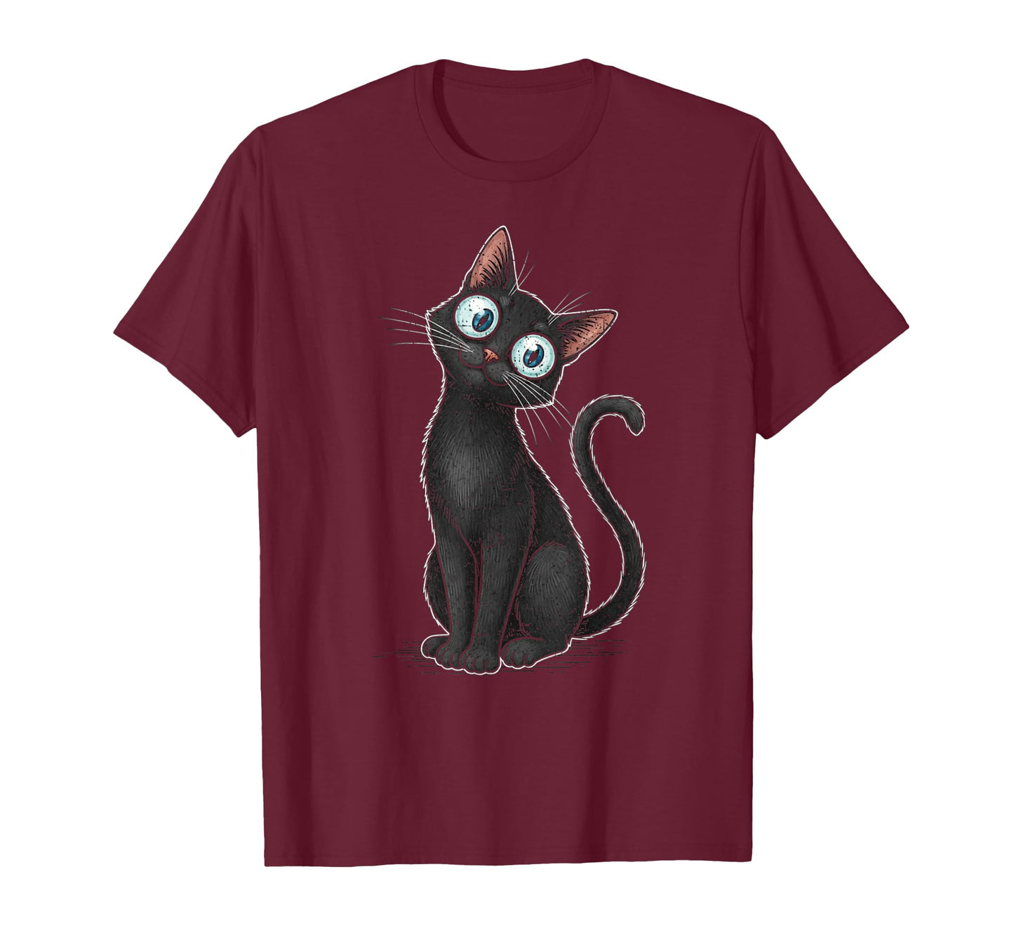 Womens Creepy Cat Cute Cat Meme Funny Black Cat Kitten Lover T-Shirt