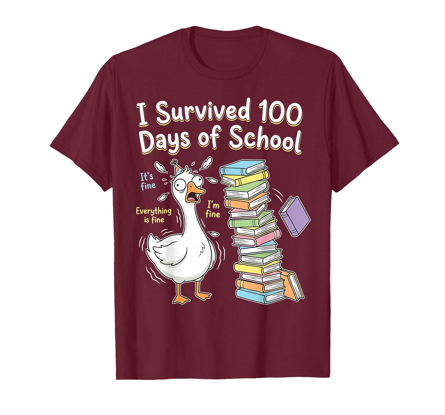 I Survived 100 Days of School Funny Goose 100th Day Teacher T-Shirt