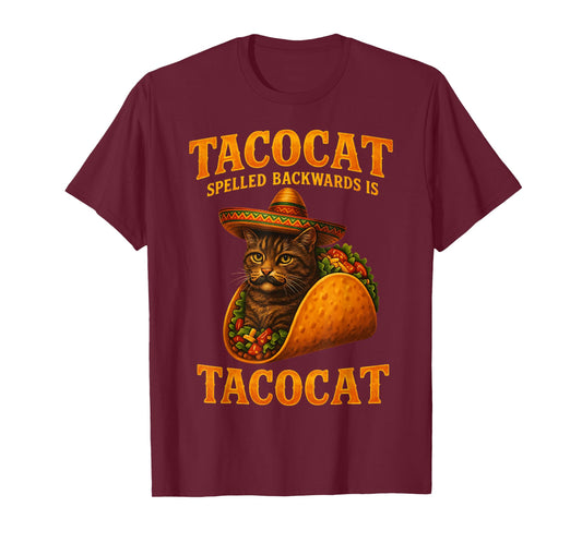 Tacocat Spelled Backwards Cat Taco Meme Funny Graphic T-Shirt