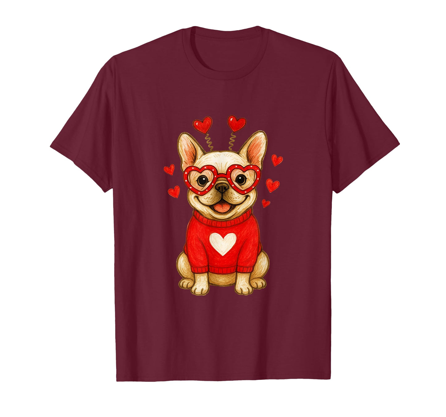 Cute Valentine Dog for Love Couples: French Bulldog T-Shirt