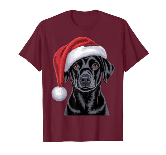 Black Lab Santa Hat Pet Lover Christmas Dog Holiday Cheer T-Shirt