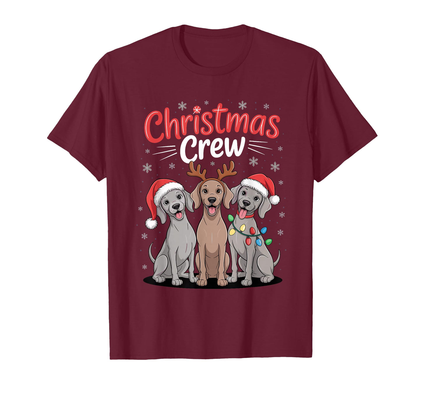 Christmas Crew Xmas Puppy Dog Funny Christmas Weimaraner T-Shirt
