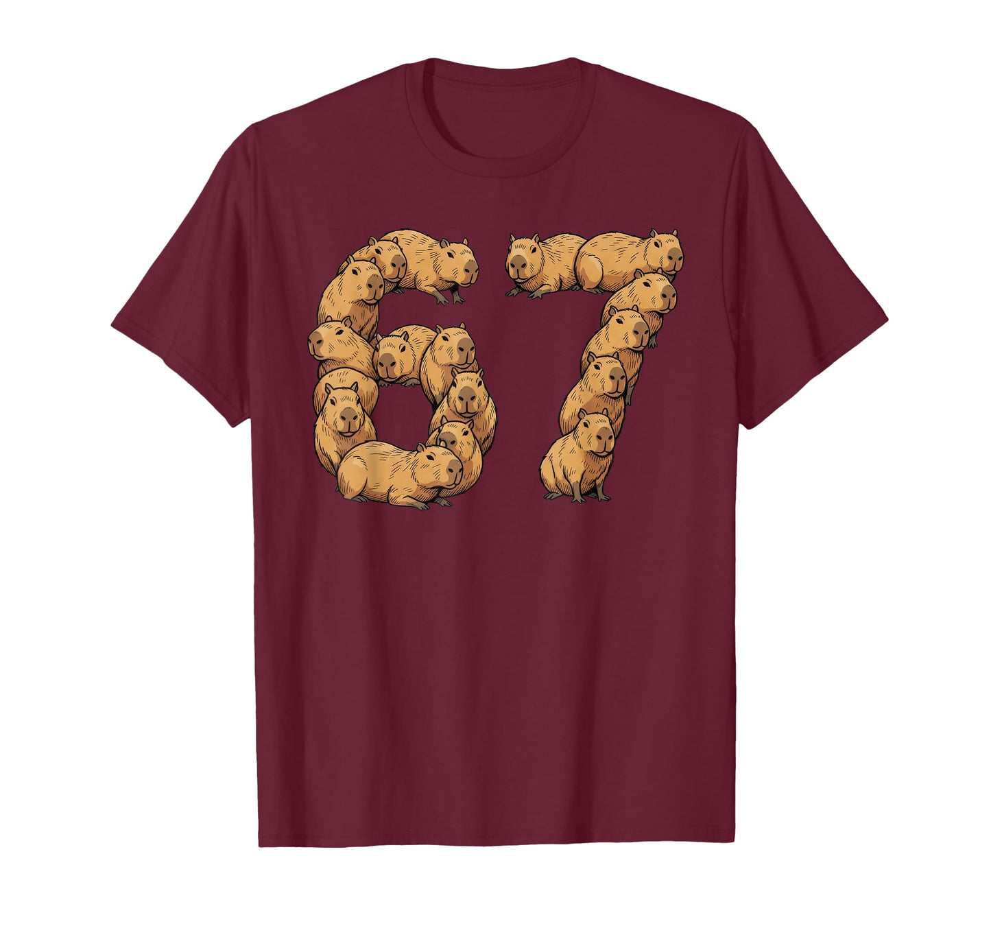 Funny Capybara 6 7 Meme Six Seven Love River Hog T-Shirt