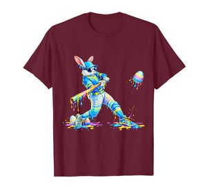 Dripping Tie Dye Rabbit Baseball Easter Bunny Men Boy Kid T-Shirt