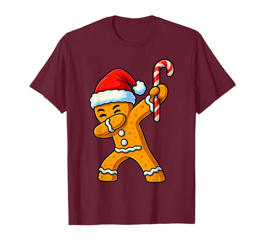 Dabbing Gingerbread Santa Candy Christmas Boys Teen Girl Kid T-Shirt