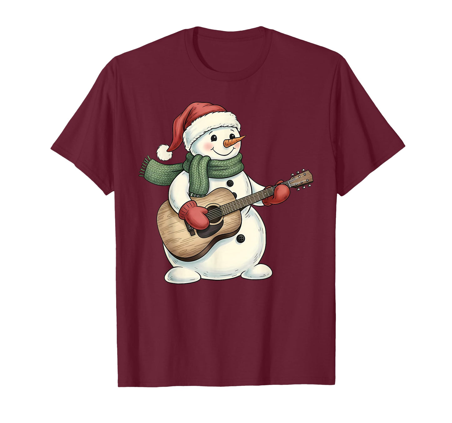 Guitar Playing Snowman Music Christmas Musician Guitarist T-Shirt