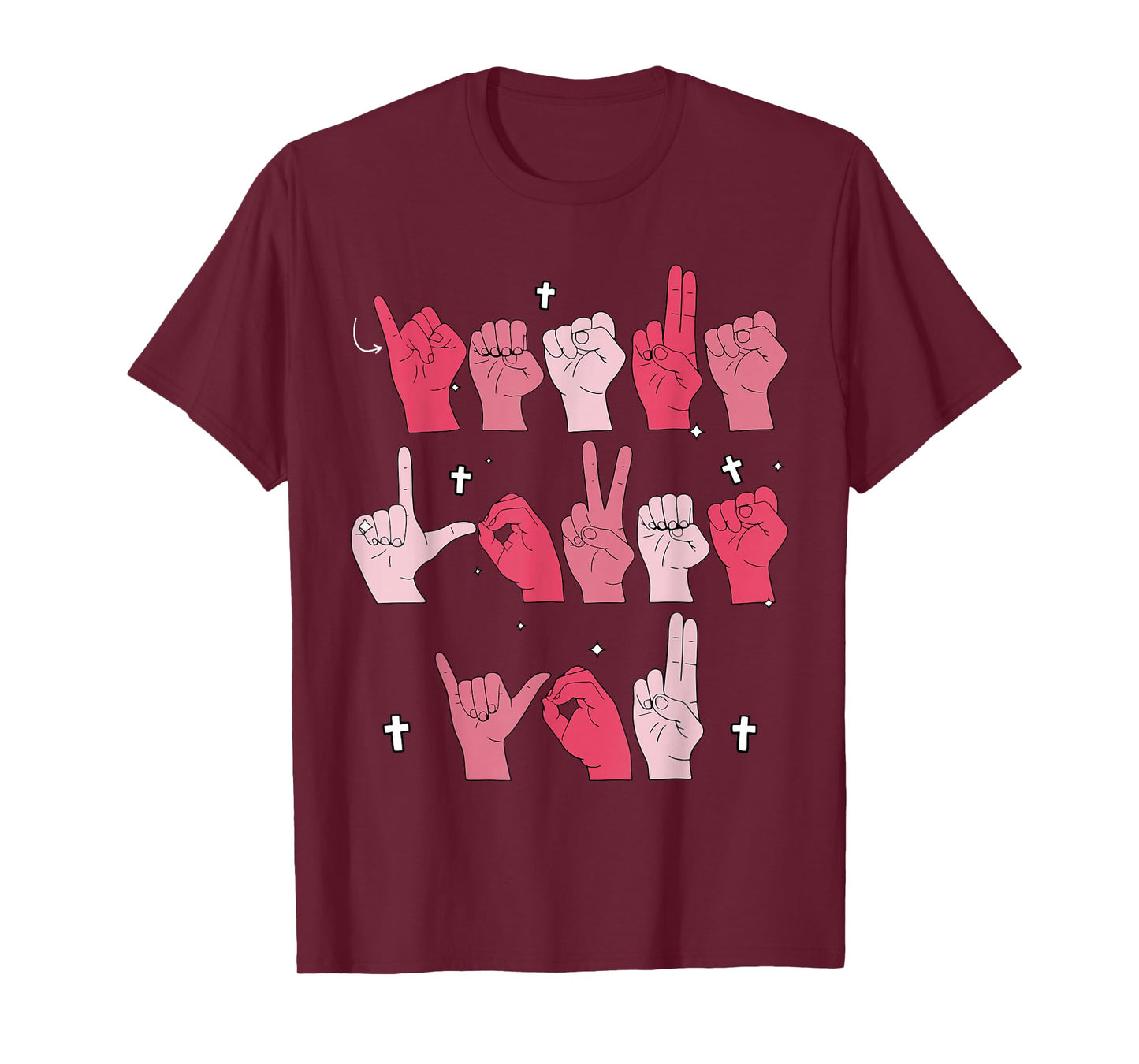 Jesus Loves You ASL Sign Language Christian Valentine Women T-Shirt