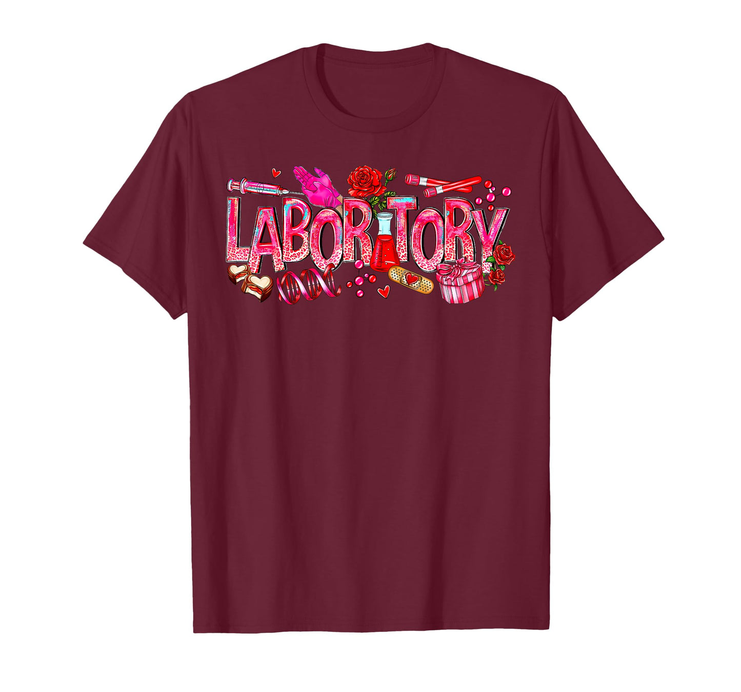 Retro Laboratory Valentine Floral Science Lab Technologist T-Shirt