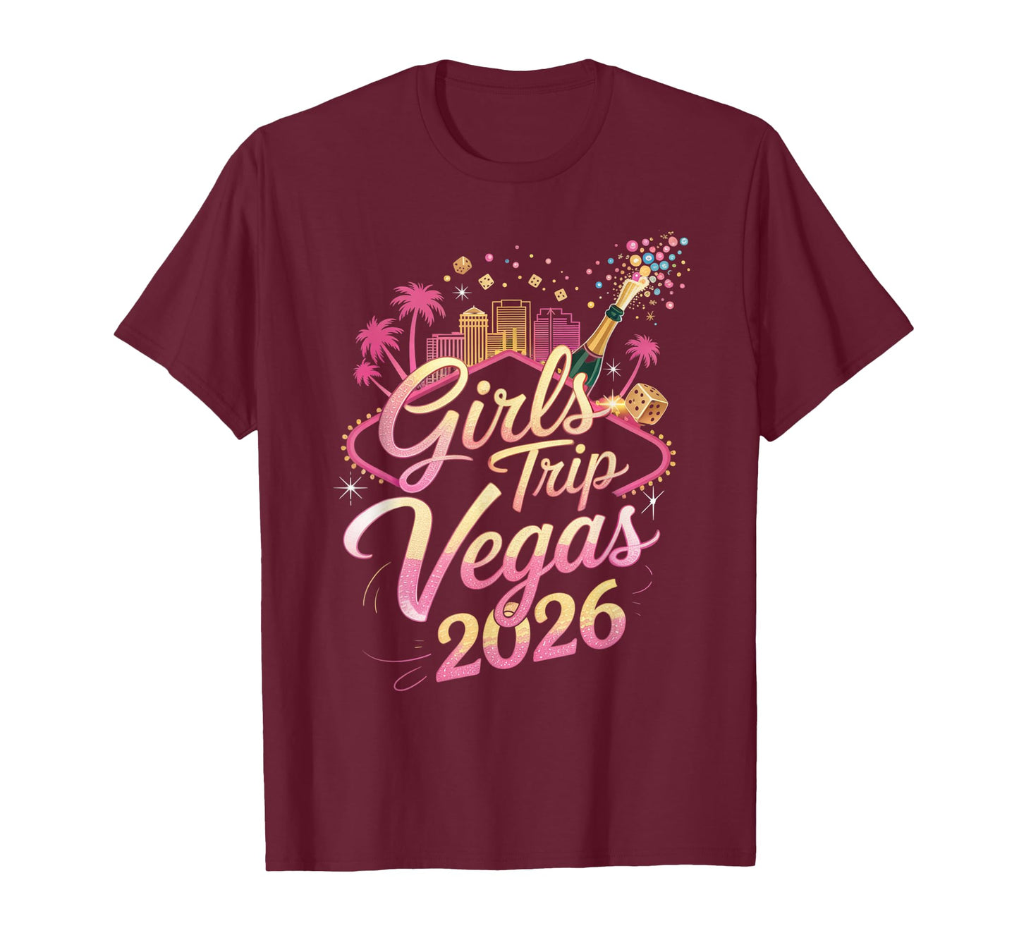 Girls Trip Vegas 2026 Confetti Party Crew T-Shirt