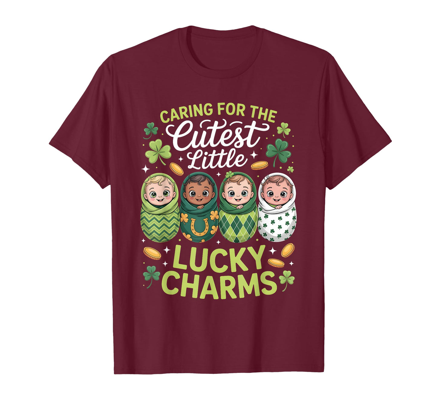 Caring for The Cutest Little Lucky Charms NICU St Patricks T-Shirt