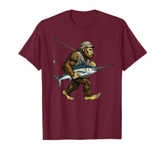 Swordfish Bigfoot Fisherman Saltwater Fishing Sasquatch T-Shirt