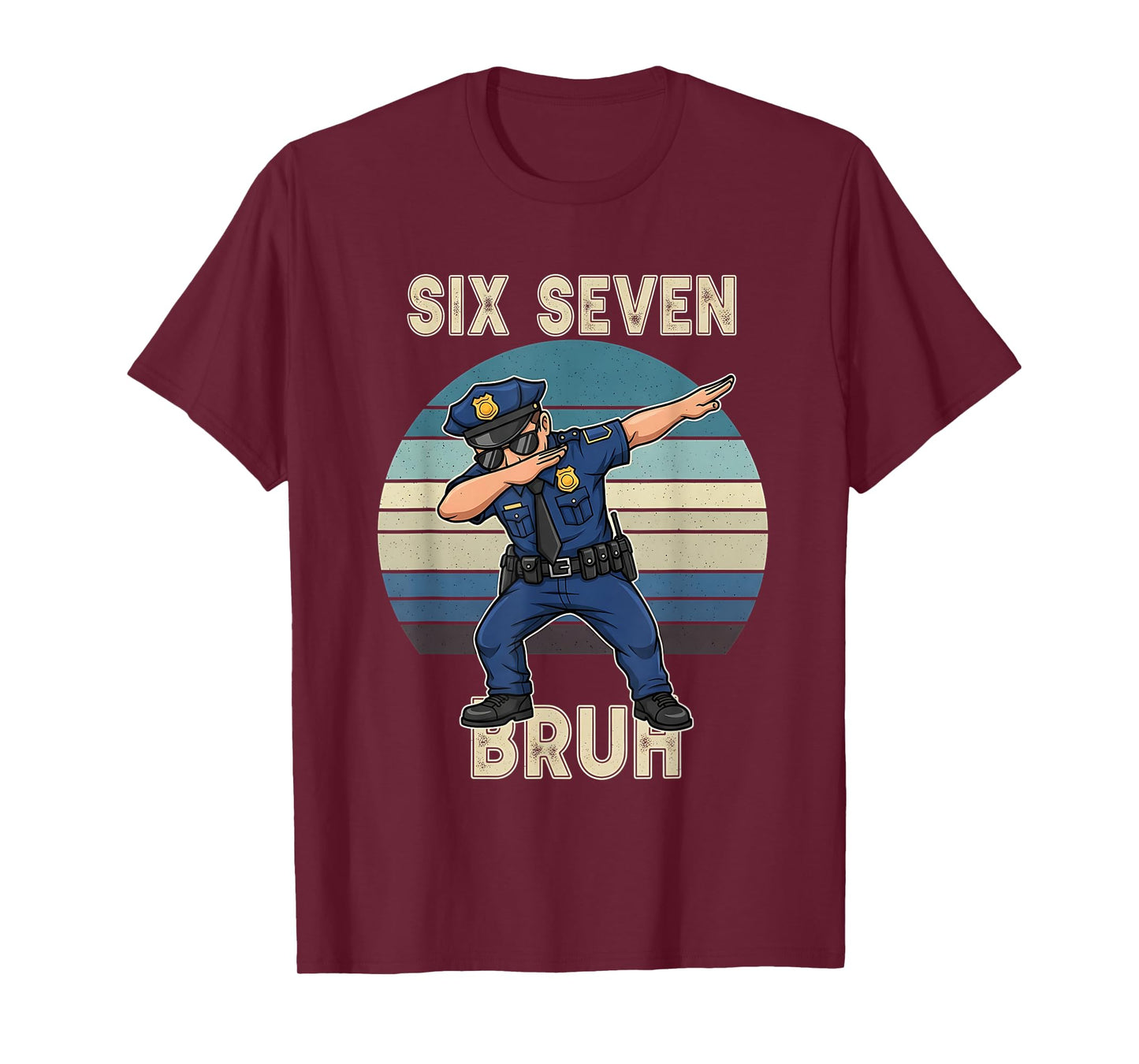 Vintage 67 Meme 6 7 Six Seven Policeman Police Officer Men T-Shirt
