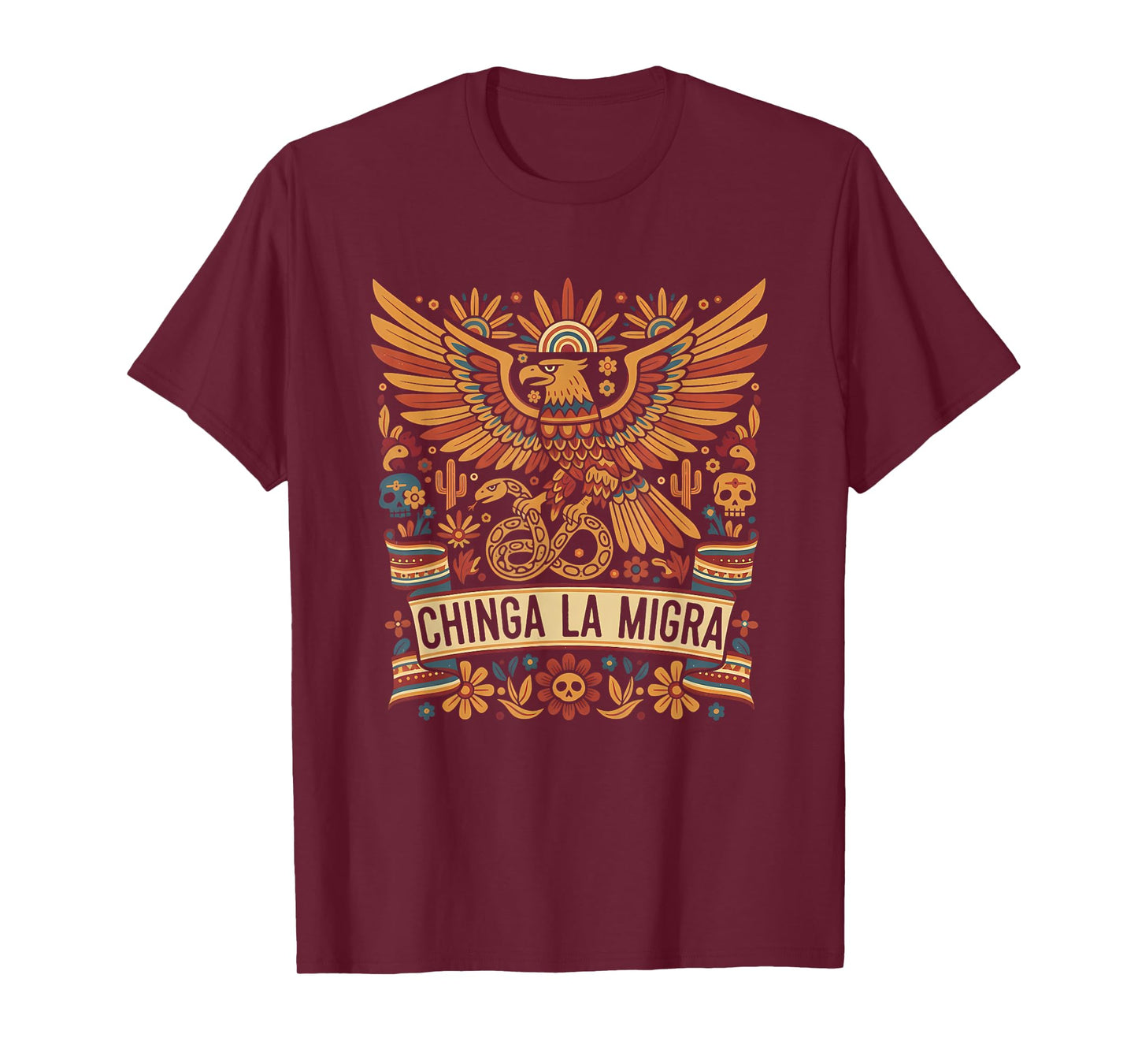 Chinga La Migra Retro Mexican Art Spanish Latino Immigrant T-Shirt